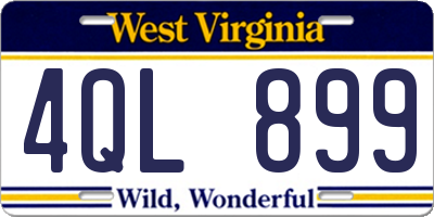 WV license plate 4QL899