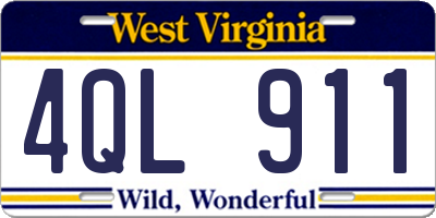 WV license plate 4QL911