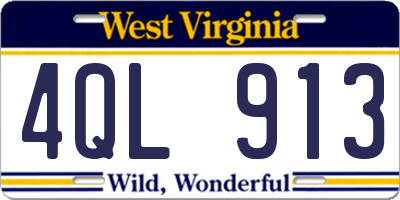 WV license plate 4QL913