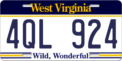WV license plate 4QL924