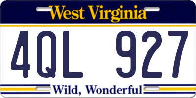 WV license plate 4QL927