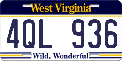 WV license plate 4QL936