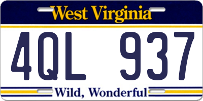 WV license plate 4QL937