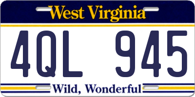 WV license plate 4QL945