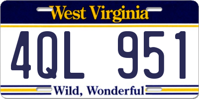 WV license plate 4QL951