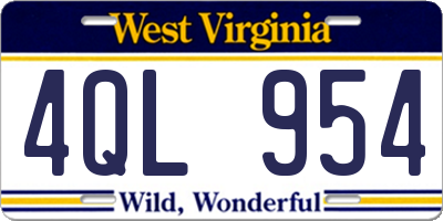 WV license plate 4QL954