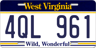 WV license plate 4QL961