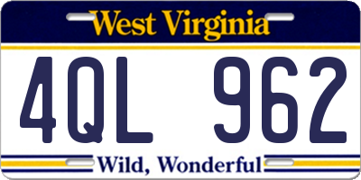 WV license plate 4QL962