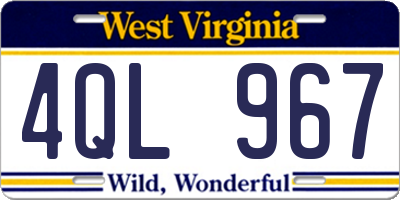 WV license plate 4QL967