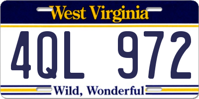 WV license plate 4QL972