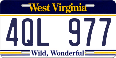 WV license plate 4QL977