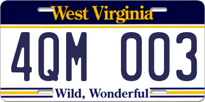 WV license plate 4QM003