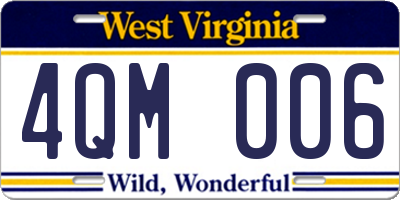 WV license plate 4QM006