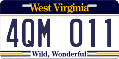 WV license plate 4QM011