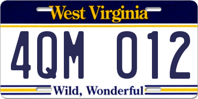 WV license plate 4QM012