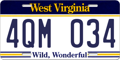 WV license plate 4QM034