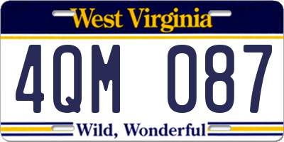 WV license plate 4QM087