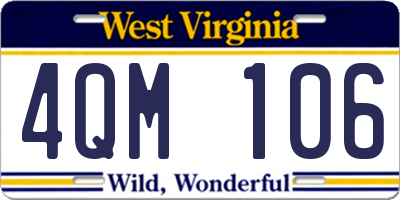 WV license plate 4QM106