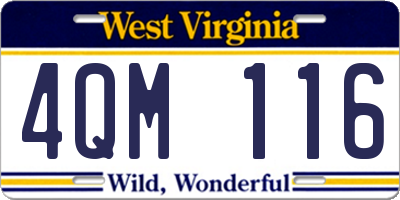 WV license plate 4QM116