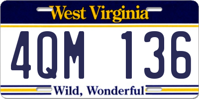 WV license plate 4QM136