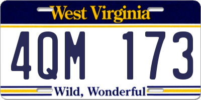 WV license plate 4QM173