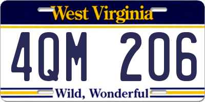 WV license plate 4QM206