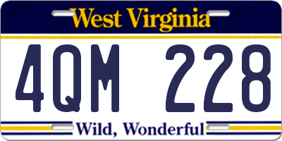 WV license plate 4QM228