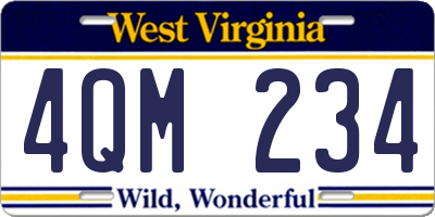 WV license plate 4QM234