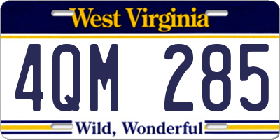 WV license plate 4QM285