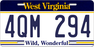 WV license plate 4QM294