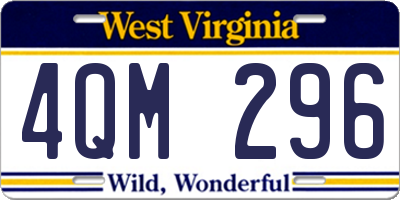 WV license plate 4QM296