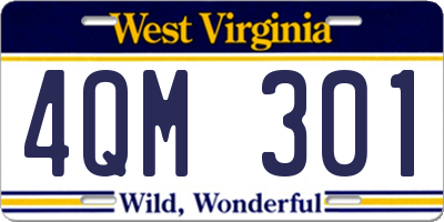 WV license plate 4QM301