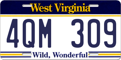 WV license plate 4QM309