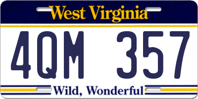 WV license plate 4QM357
