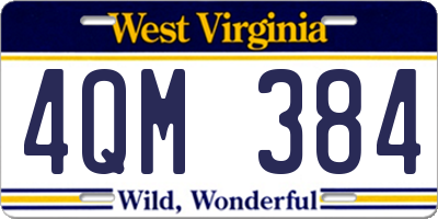 WV license plate 4QM384