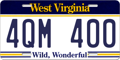 WV license plate 4QM400