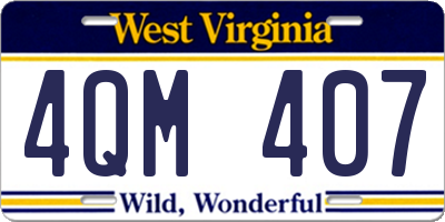 WV license plate 4QM407