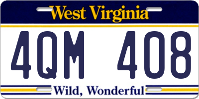 WV license plate 4QM408