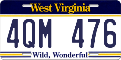 WV license plate 4QM476