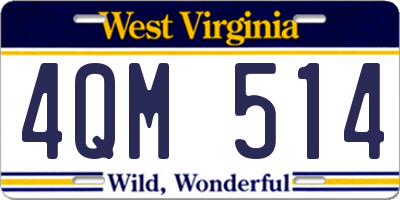 WV license plate 4QM514