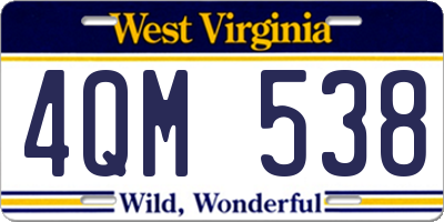 WV license plate 4QM538