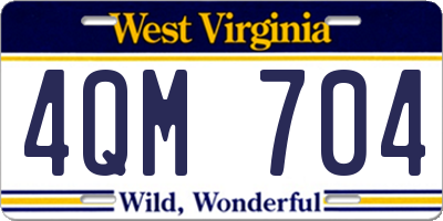 WV license plate 4QM704