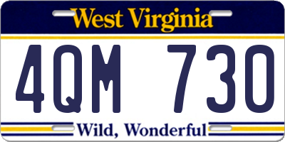 WV license plate 4QM730