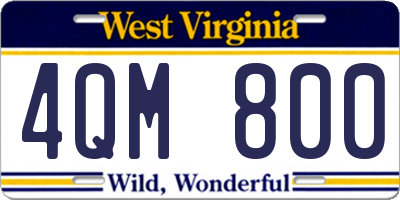 WV license plate 4QM800