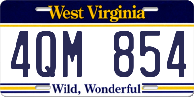 WV license plate 4QM854