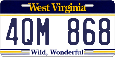 WV license plate 4QM868