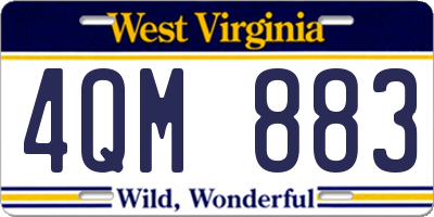 WV license plate 4QM883