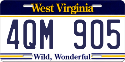 WV license plate 4QM905