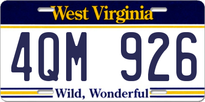 WV license plate 4QM926