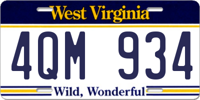 WV license plate 4QM934